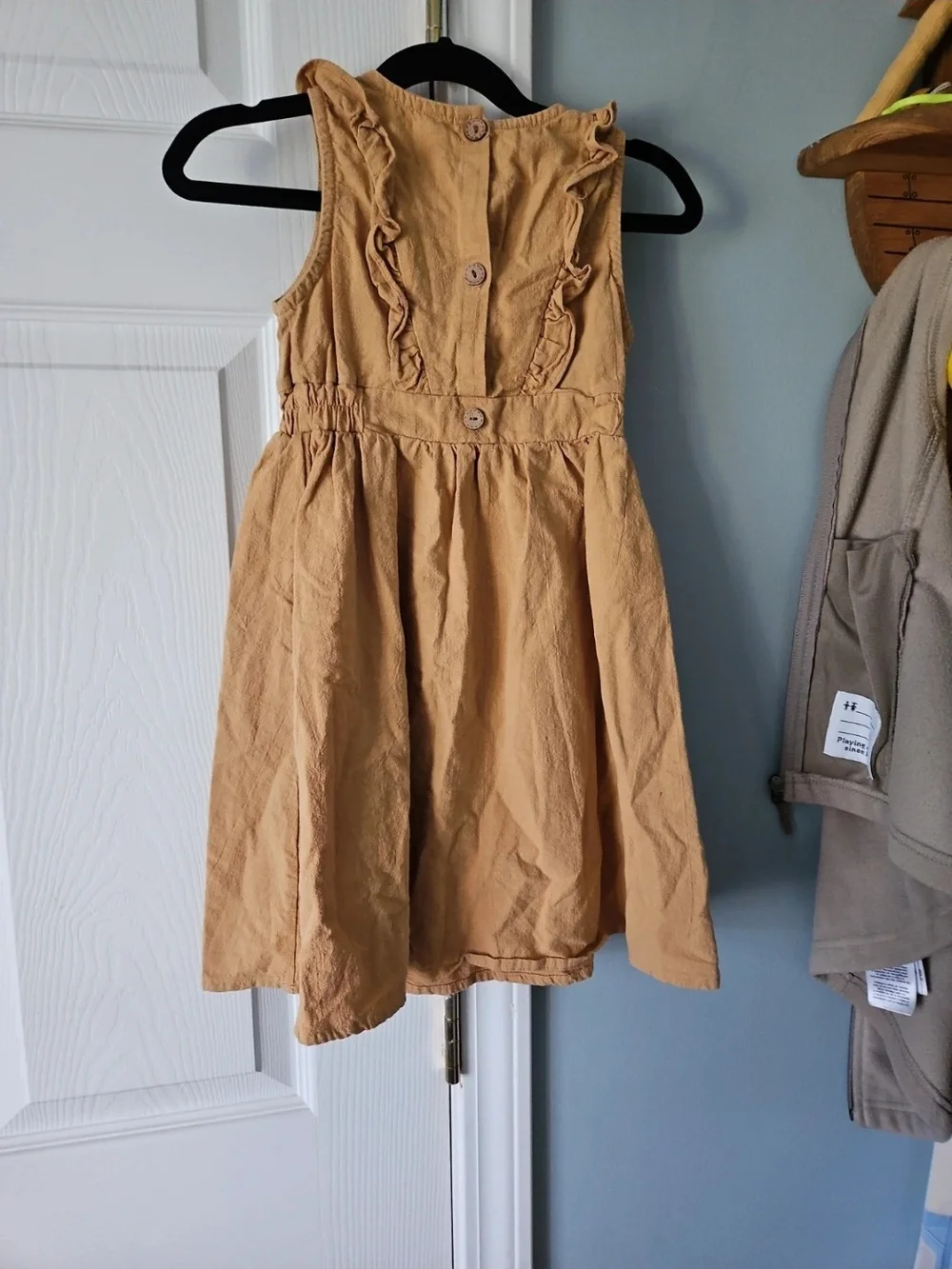 Amazon Girls Ruffle-Trim Sleeveless Dress - Tan